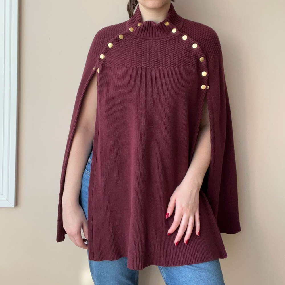 Maroon Woven Poncho